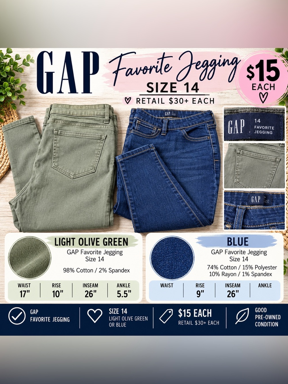 Bundle of 3 GAP Favorite Jeggings